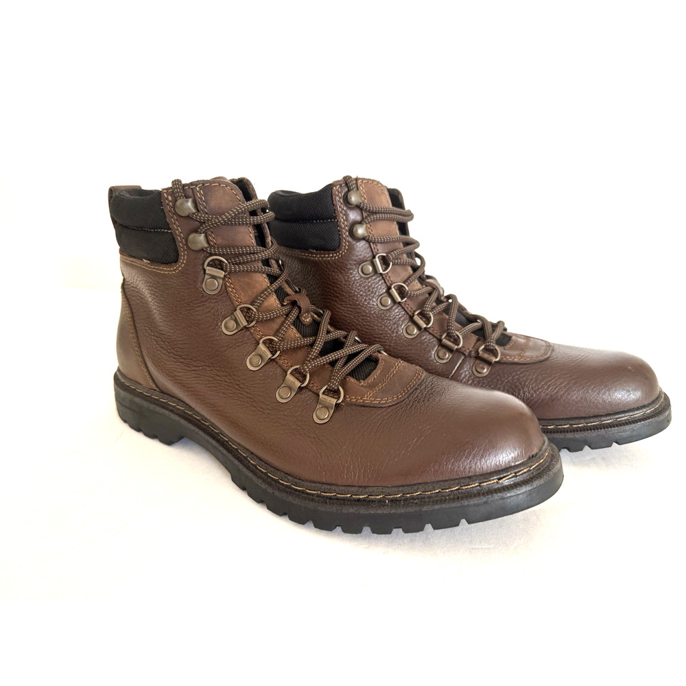 Johnston Murphy Lace-Up Ankle Boots Men's 9M Brown Pebbled Leather Lugged Sole